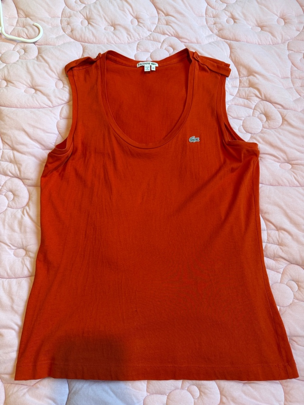Lacoste Women's Sleeveless Scoop Neck Tank - Rust Orange